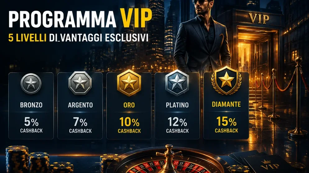 tabella livelli VIP con premi e cashback